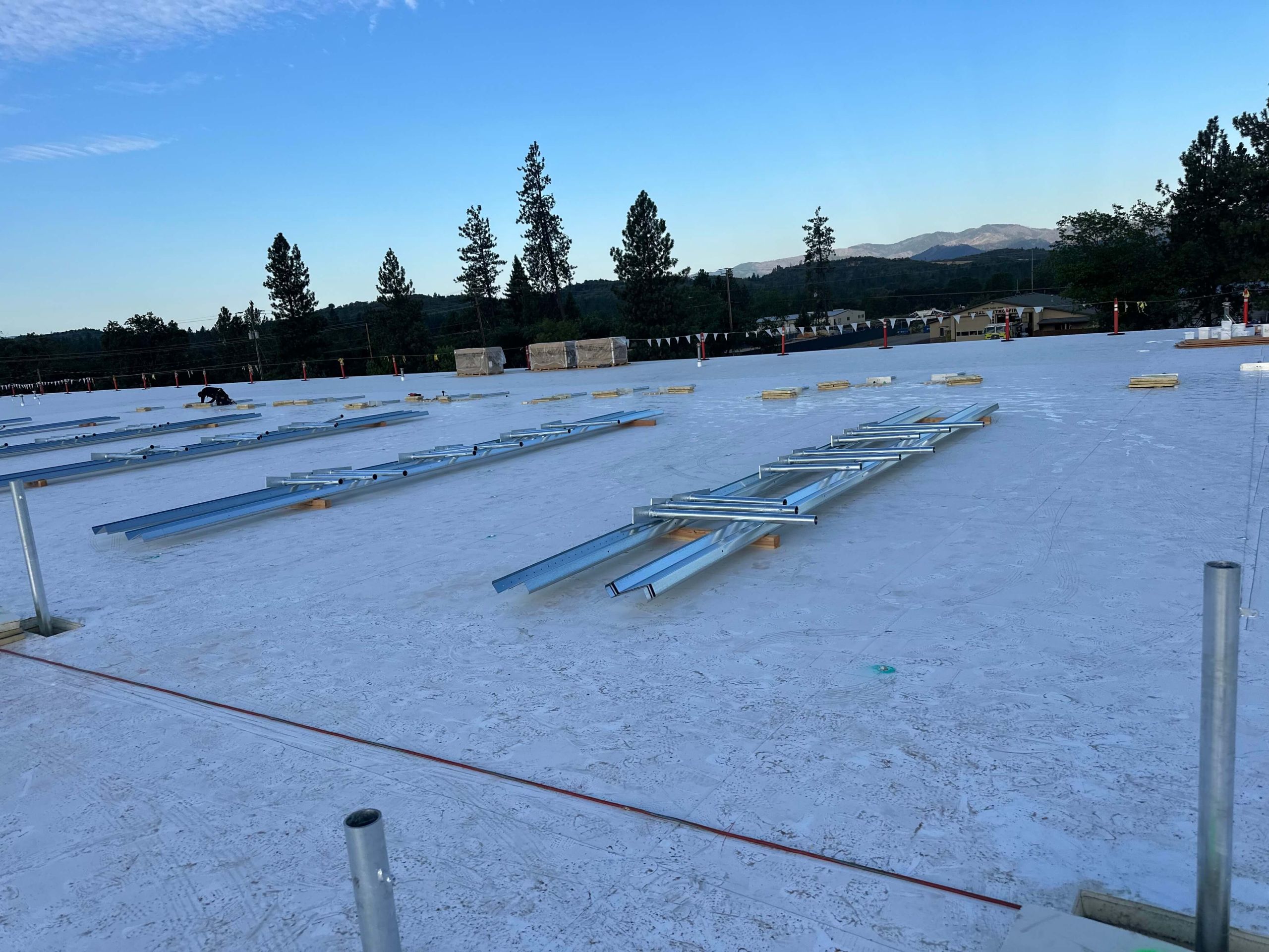 Solar Panel Racks Staged for Installation on a Duro-Last Roof Solar Panel Racks Staged for Installation on a Duro-Last Roof